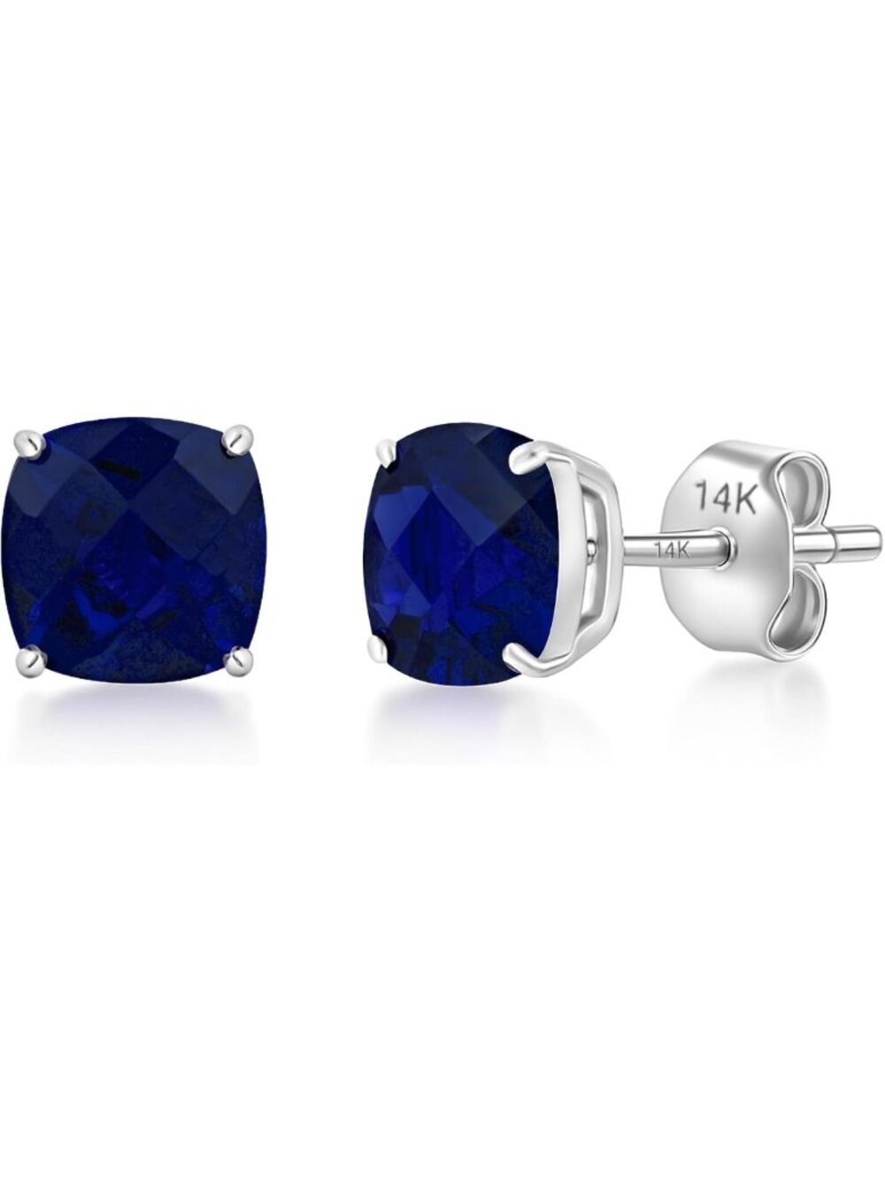 14K Gold 6MM Solitaire Cushion Cut Stud Gemstone Earrings